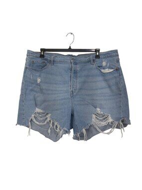 Levis 501 Womens Distressed Light Wash Hi-Rise Denim Shorts Size 22W Button Fly